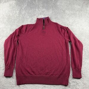 Tailorbyrd Quarter Zip Long Sleeve Mens Large Burgundy Red Wool